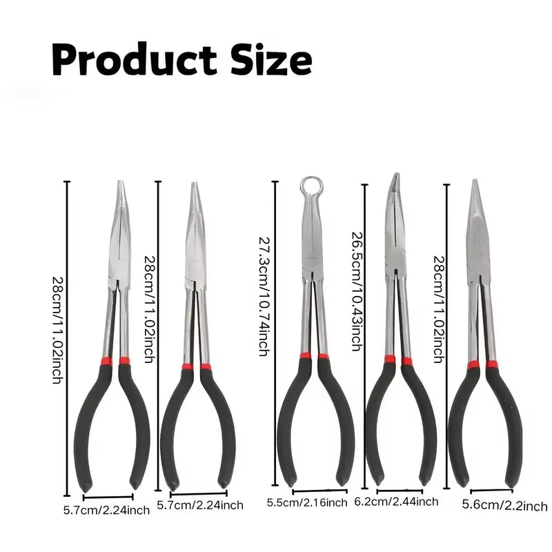 Long Nose Pliers 11 Inch – Curved or Straight Tip Pliers – image 7