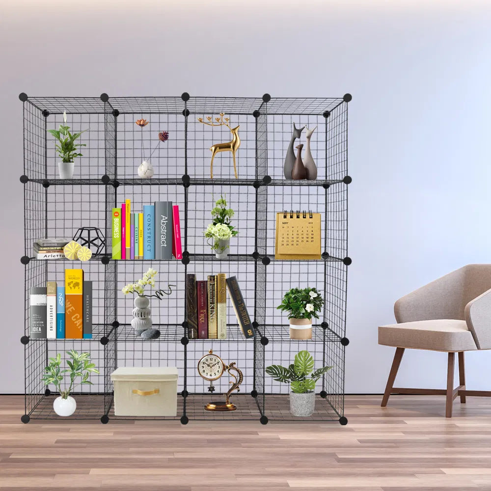 16 Cube Wire Storage Shelves, Modular Metal Grid Cubby Organizer – image 9