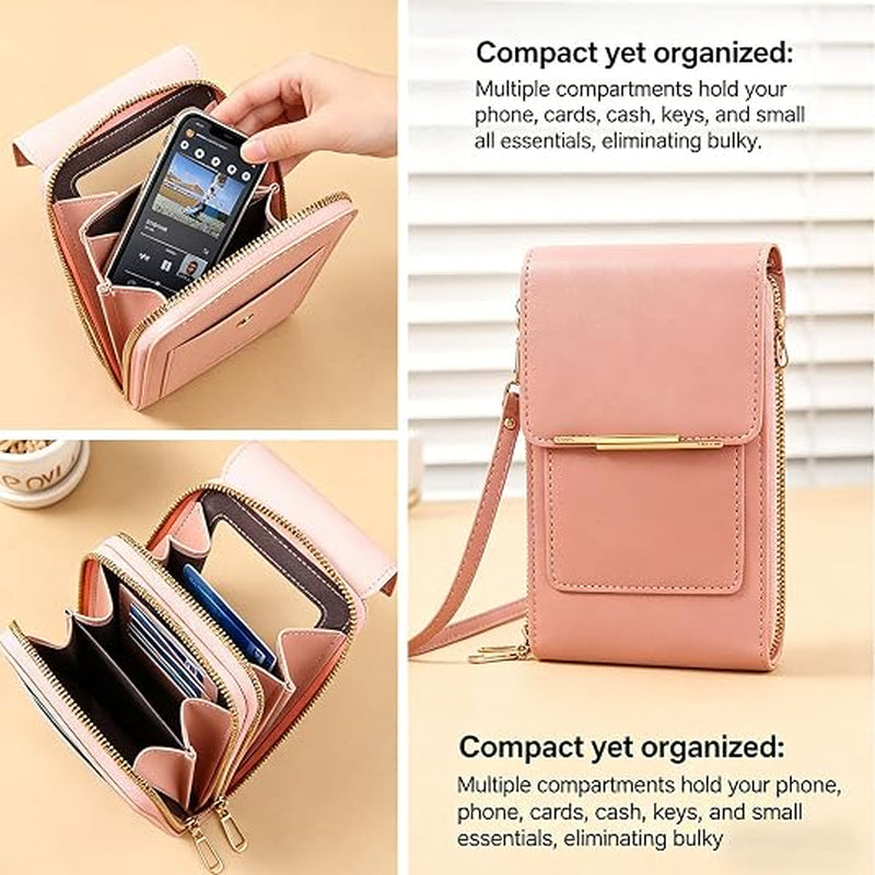 Touchscreen Phone Crossbody Bag, Anti-Theft PU Leather Mini Purse – image 3