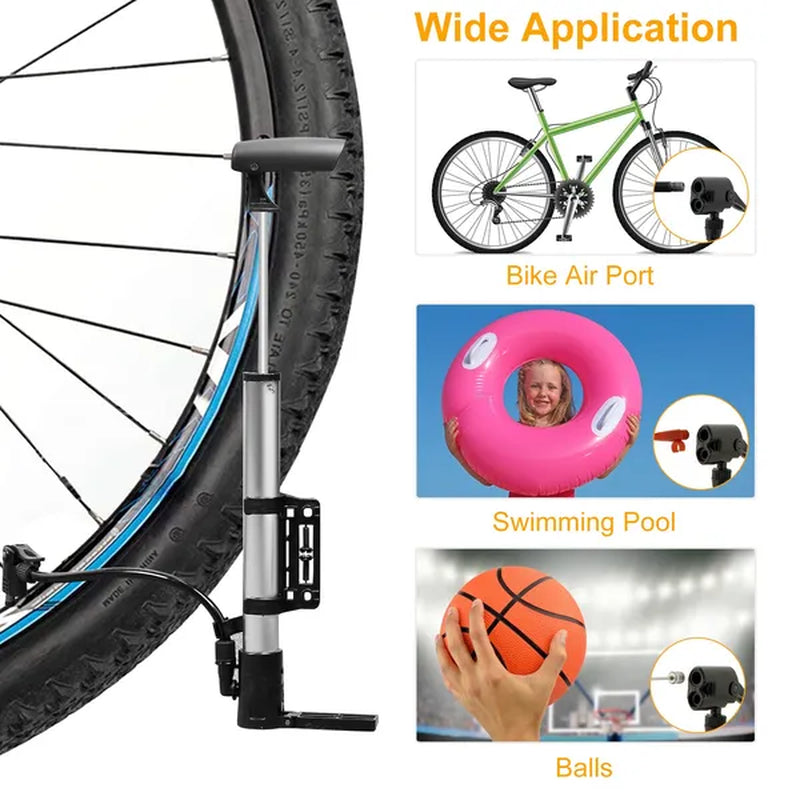 Mini Bike Pump with Frame Mount, Portable Tire and Ball Inflator – image 6