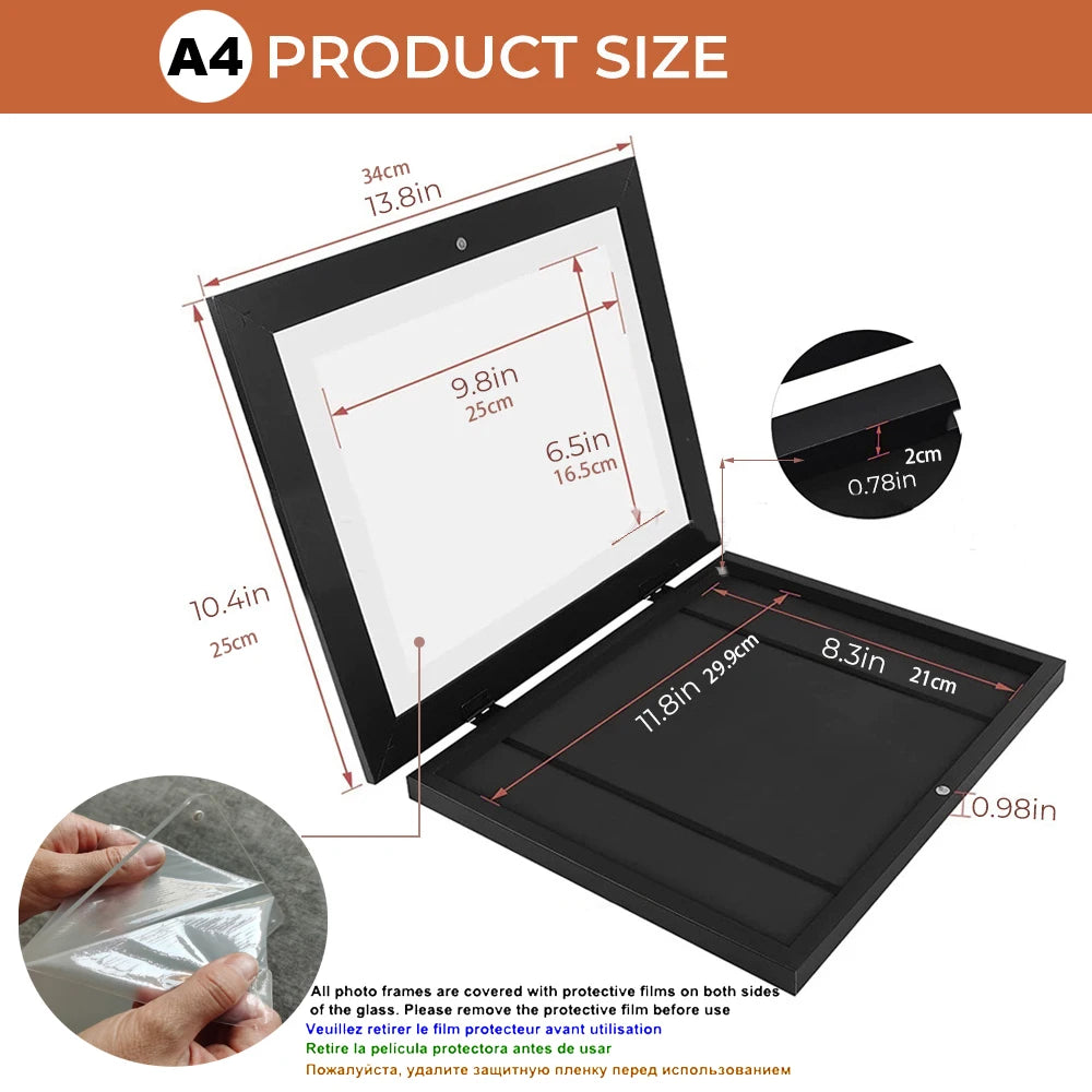 Art Frame A4 Magnetic Front-Opening, Stores 100 Sheets – image 4