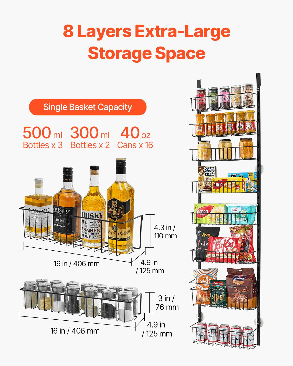 Over the Door Pantry Organizer, 8-Tier Adjustable Hanging Rack – image 6
