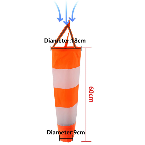 Oilfield Reflective Windsock 39 in - Wind Direction Indicator, Rip-Stop