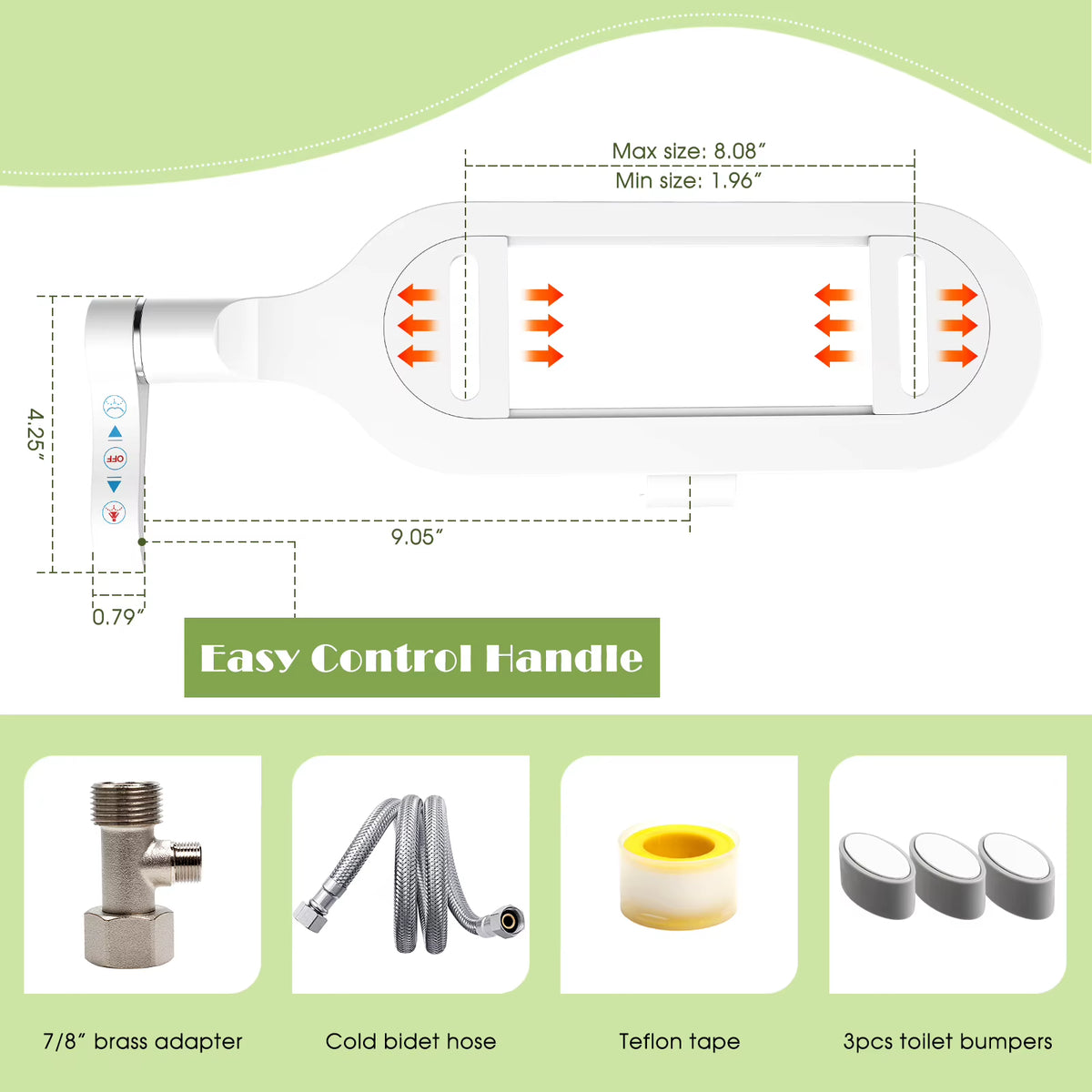Bidet Attachment Ultra-Slim Non-Electric, Dual Retractable Nozzles – image 3