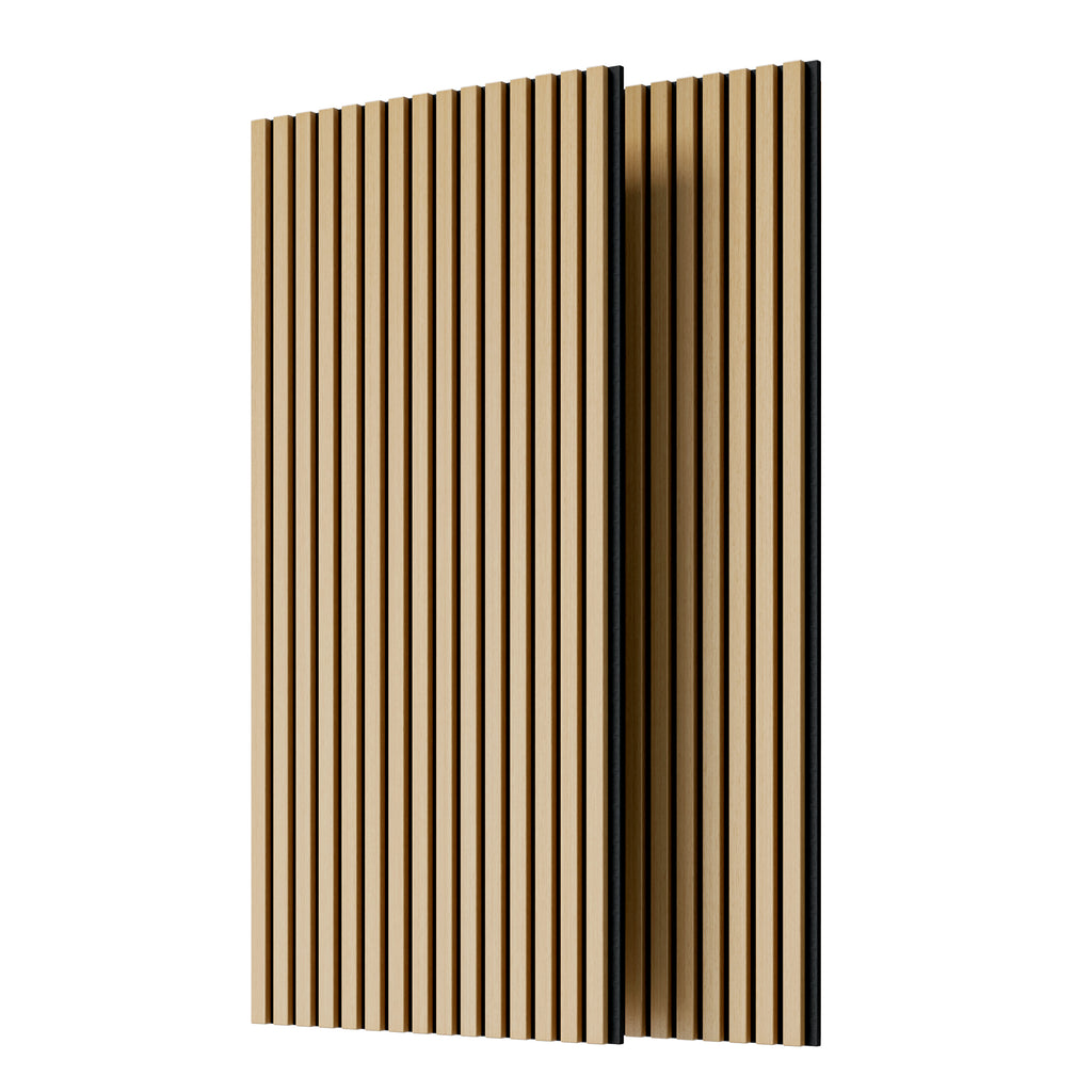 White Oak Fluted Wood Slat Acoustic Panels 45 x 23.6 in, 2 Pack