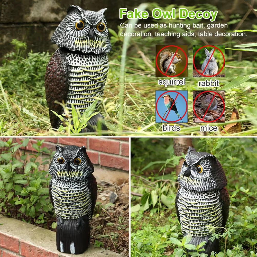 Owl Decoy with Rotating Head, Garden Bird Deterrent Statue – image 6