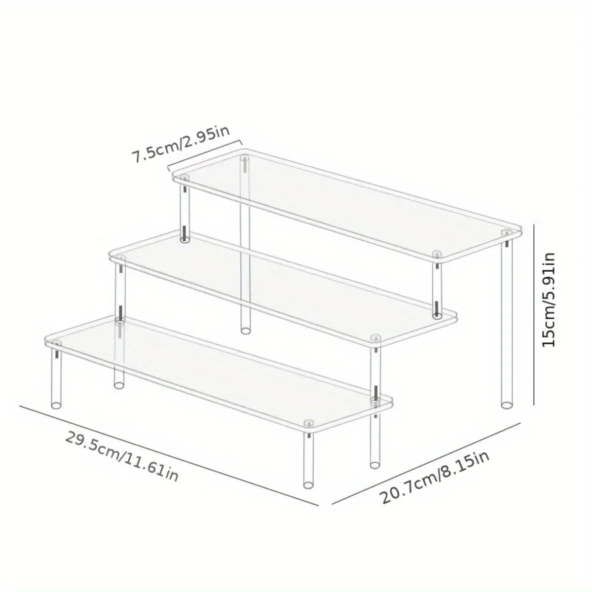 Acrylic Display Stand – 3-Tier Clear Makeup and Jewelry Riser – image 4