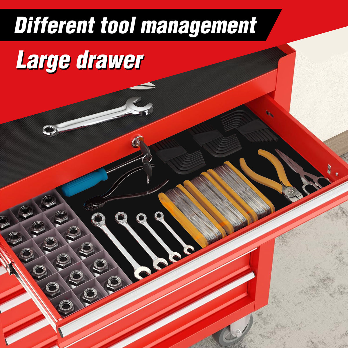 Tool Cart 7-Drawer Rolling Mechanic Cabinet with Top Storage Rack – image 5