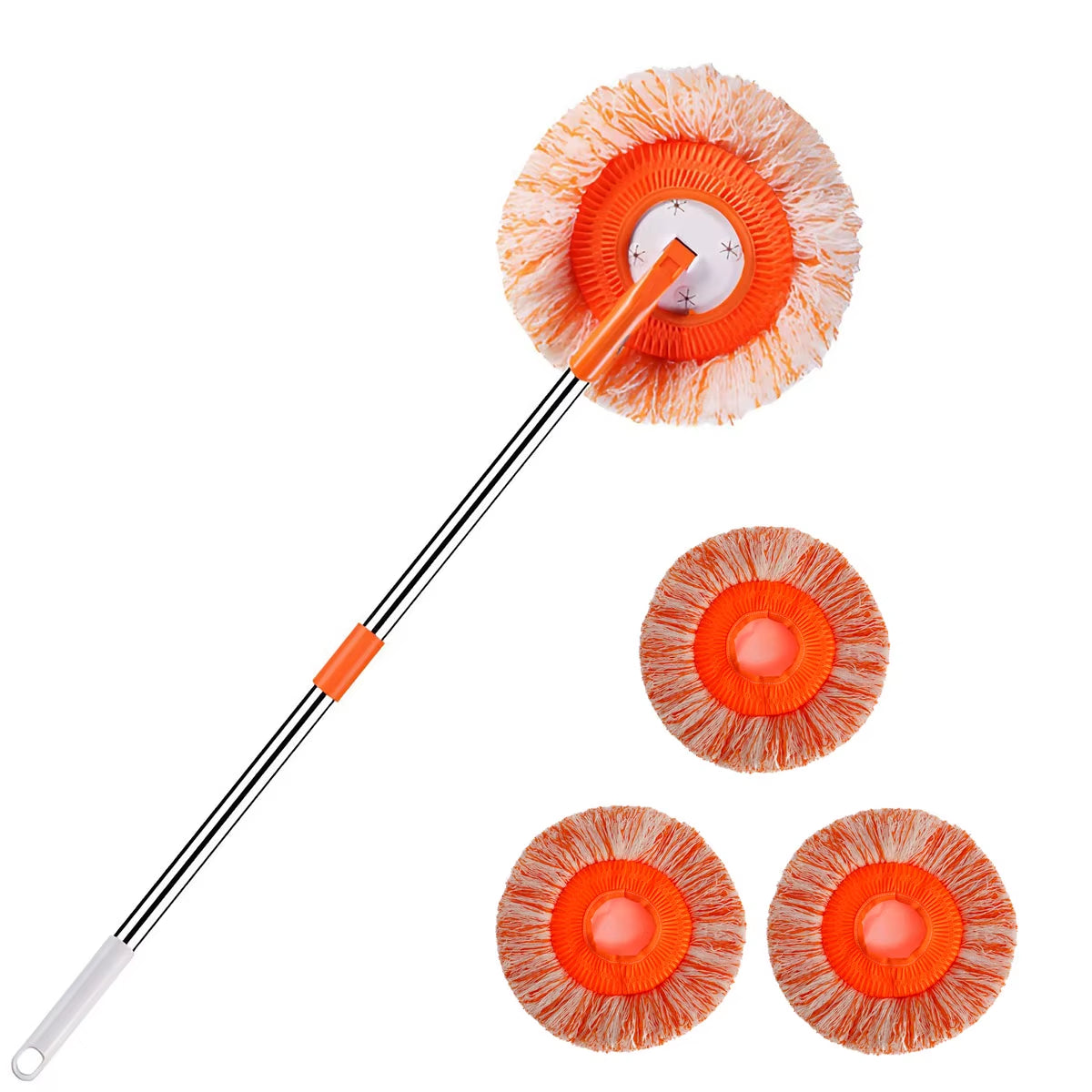 Microfiber Dust Mop Set – 360° Round Mop with 4 Pads