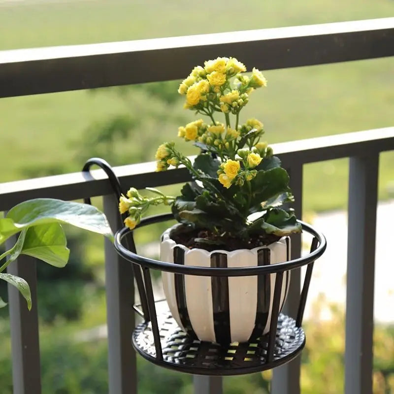 Hanging Flower Pot Holder, Iron Railing Plant Basket – image 4