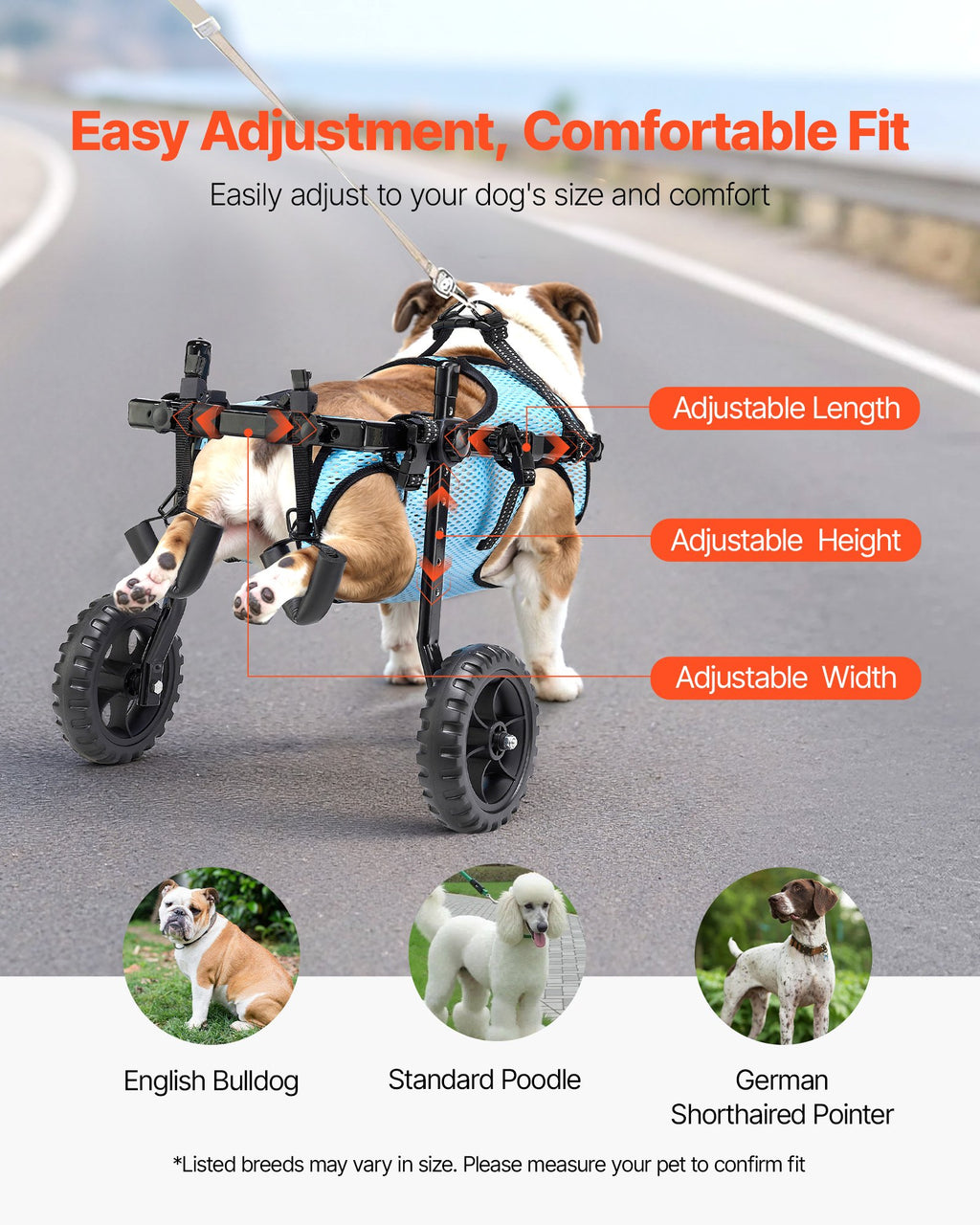 Dog Wheelchair for Back Legs, Adjustable 2-Wheel Pet Cart, Medium – image 5