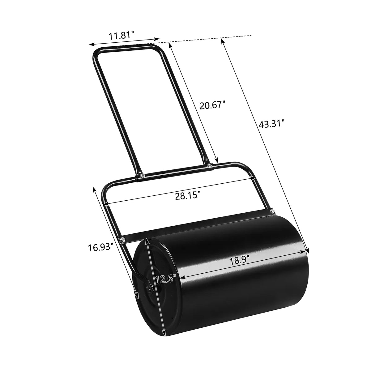 Lawn Roller 19.5 in Steel Drum, Push or Tow, 10 Gal Water Fill