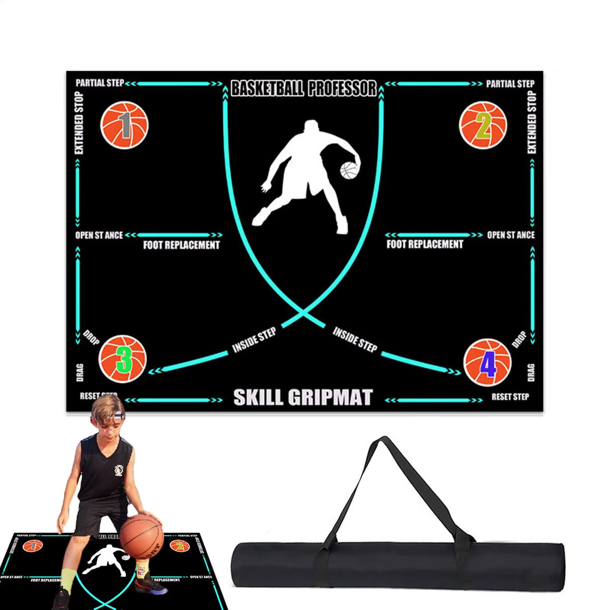 Silent Basketball Dribble Training Mat, Non-Slip Footwork Pad – image 2