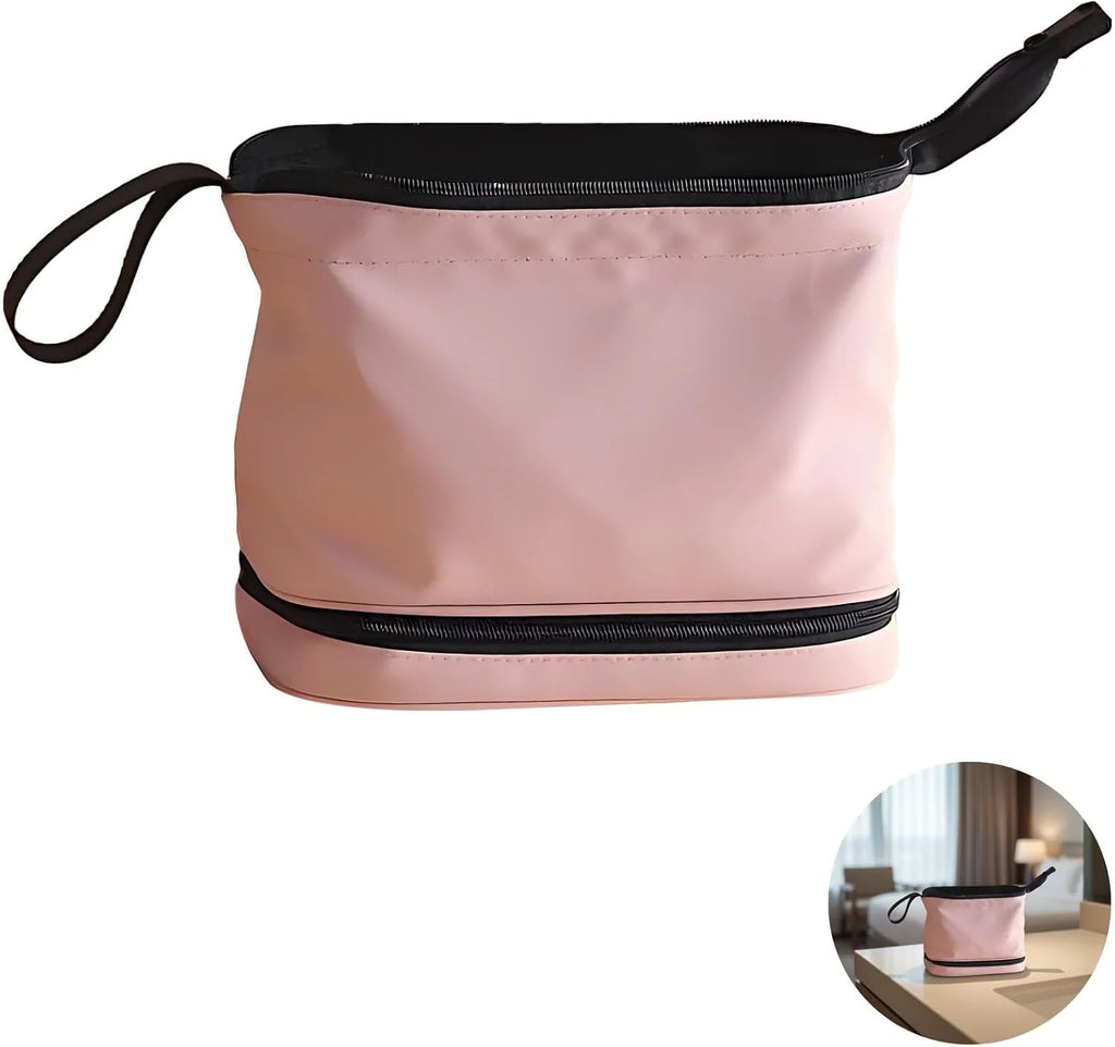 Double Layer Makeup Bag – Large Cosmetic Bag with Brush Slots – image 3