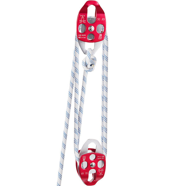 Twin Sheave Block and Tackle with 200 ft Braided Rope, 7700 lb
