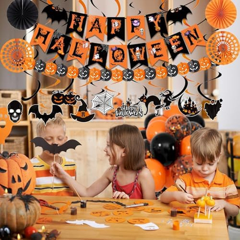 Halloween Party Decorations Set – Banner, Paper Fans and Streamers – image 7