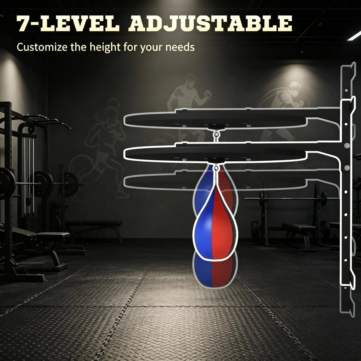 Wall Mounted Speed Bag Platform, Height Adjustable with Swivel Bag – image 8