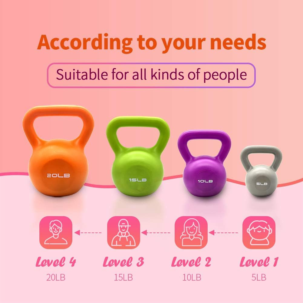 Kettlebell 10 lb – Vinyl Coated Wide-Handle Weight, Purple – image 3