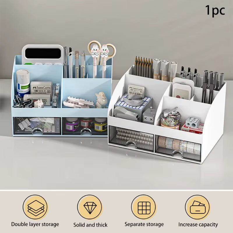 Desk Organizer Box with 6 Compartments and 2 Drawers – image 6