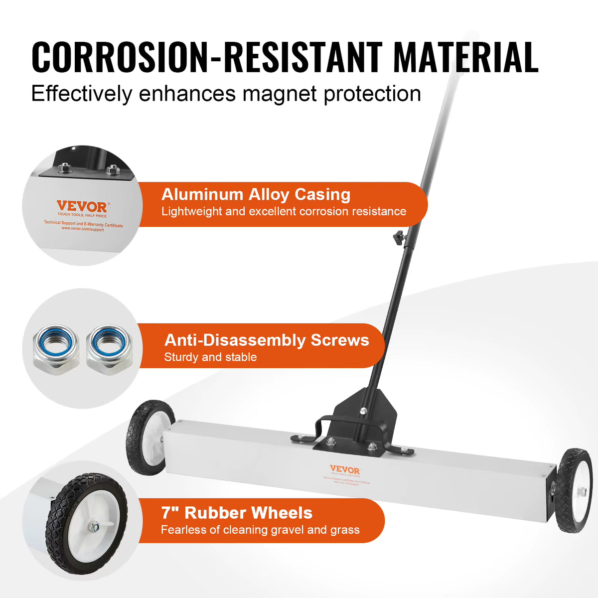 Rolling Magnetic Sweeper – Wheeled Nail & Screw Pickup Tool – image 6