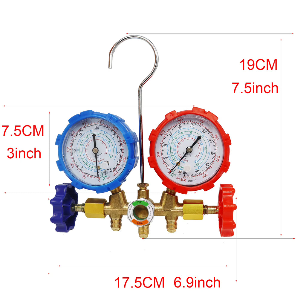 HVAC Refrigerant Manifold Gauge Set, R410A R22 R134A