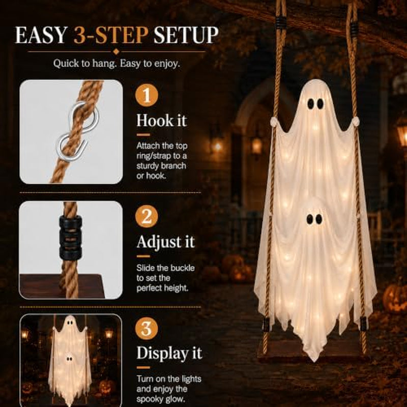 Hanging Ghost Halloween Decorations 5ft Swinging Ghost Set – image 3
