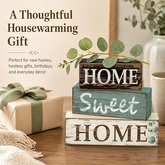 Farmhouse Home Sweet Home Wood Block Decor Set, 4 Pieces – image 5