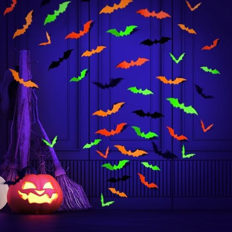 Glow in the Dark Bat Wall Stickers – 72 Pcs Halloween Decals, 4 Sizes – image 2