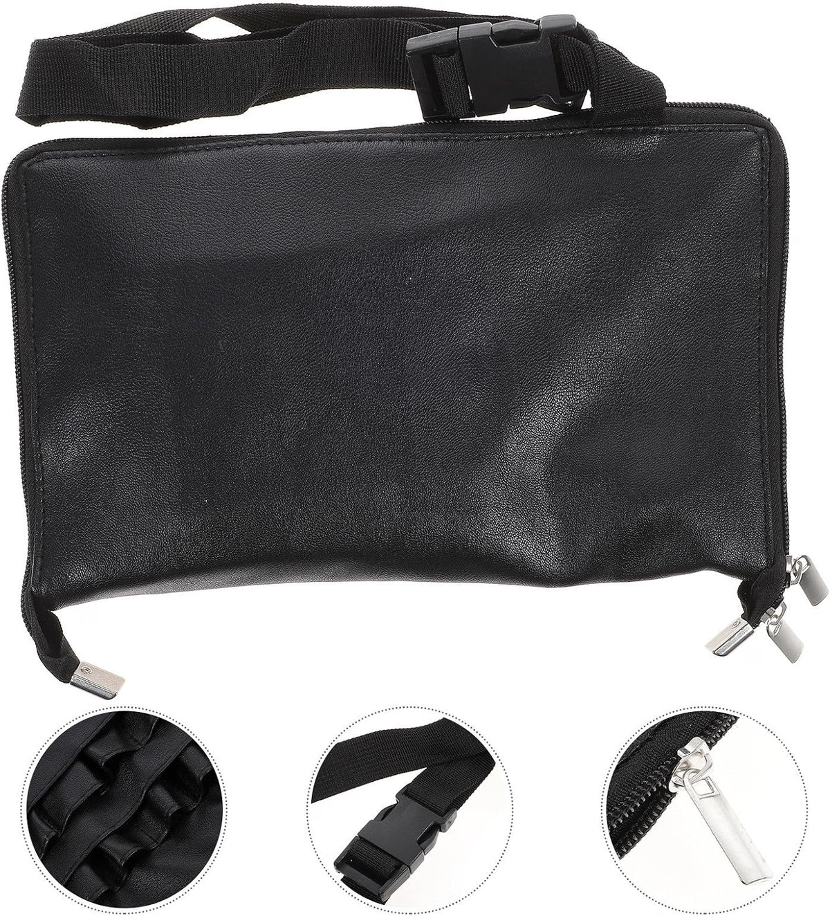 Makeup Brush Bag – PU Leather Brush Organizer with Belt Strap – image 3