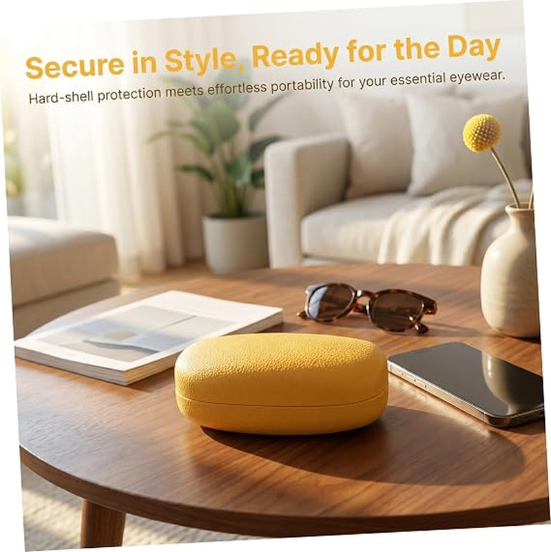 Hard Shell Eyeglass Case 2 Pack - Faux Leather, Yellow – image 3