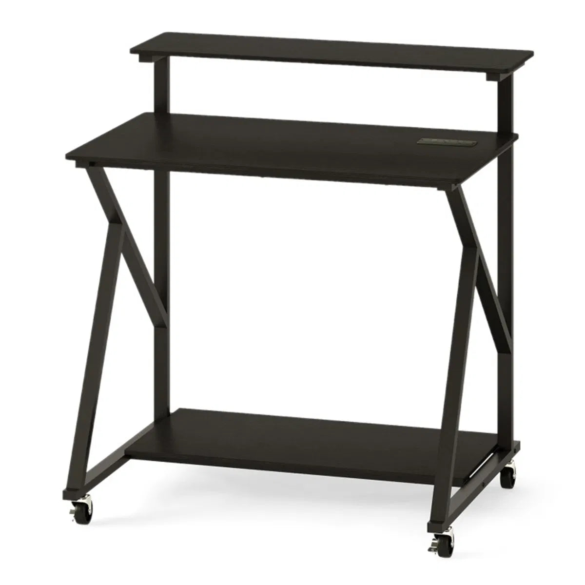Rolling Computer Desk 32 in with Power Strip and Monitor Shelf – image 4