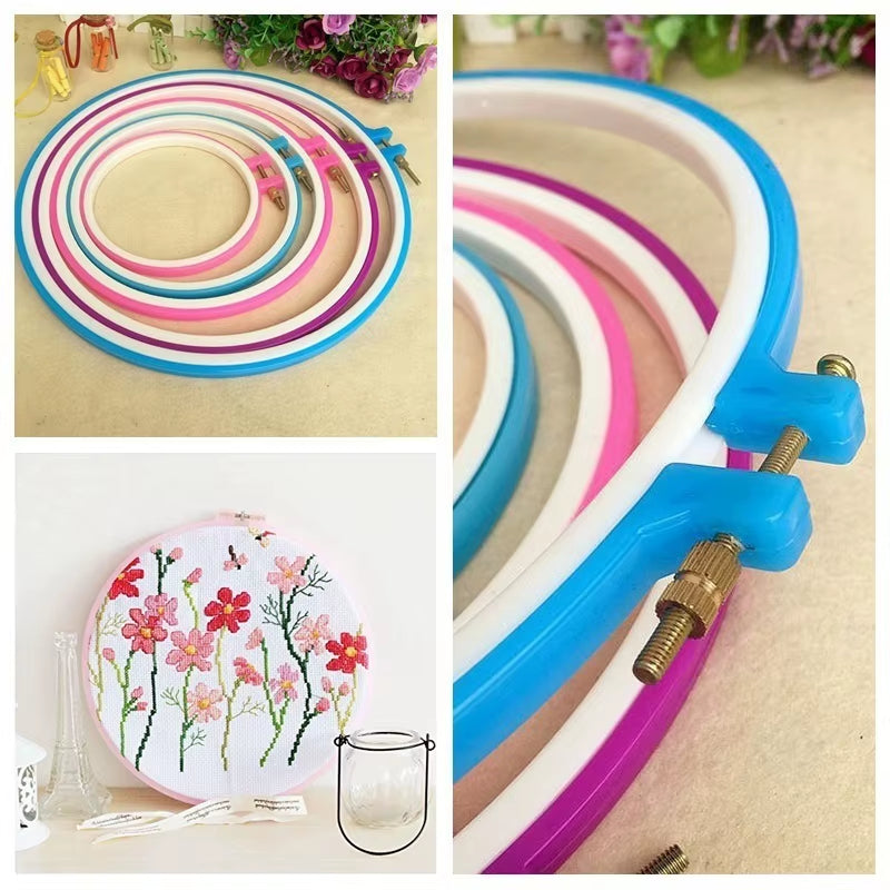 Embroidery Hoop Set 5-Piece Adjustable Plastic Cross Stitch Hoops – image 3