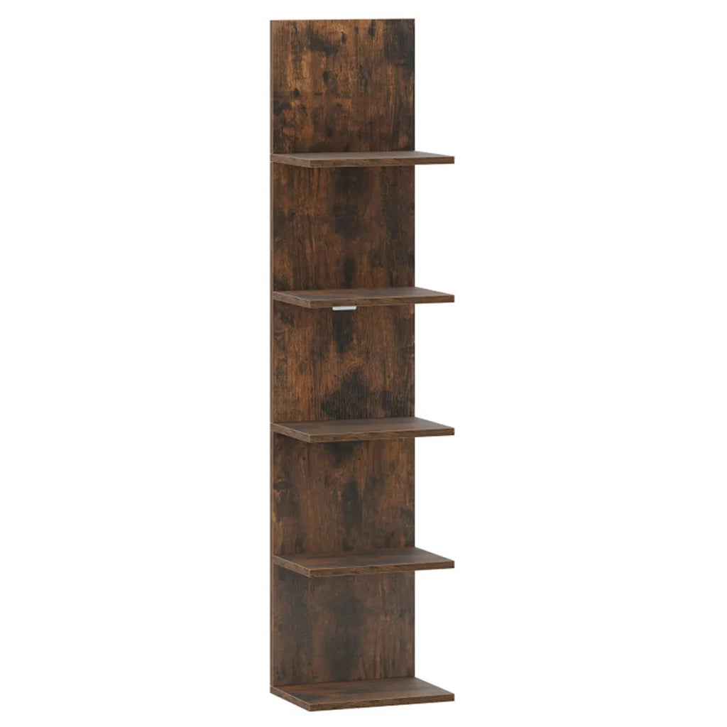 Floating Wall Shelf 5-Tier Rustic Wood Vertical Display Rack – image 5