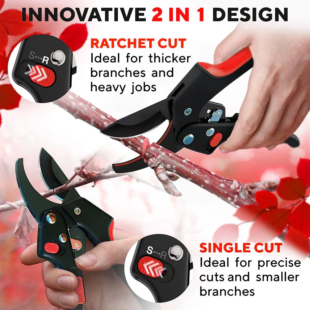 Ratchet Pruning Shears - Heavy Duty 3x Power Garden Pruner, SK5 Blade – image 6