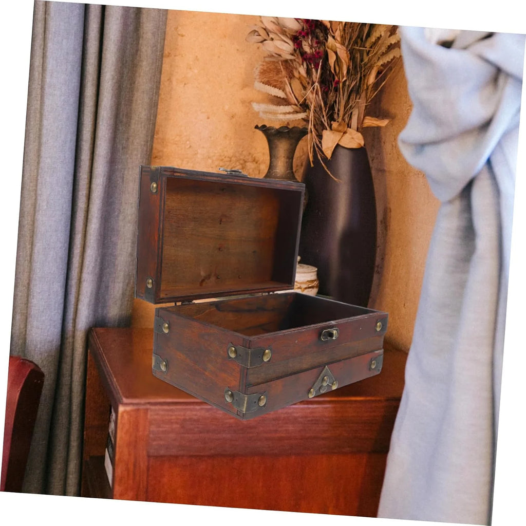 Wooden Jewelry Box with Lock, Vintage Treasure Chest Style – image 5