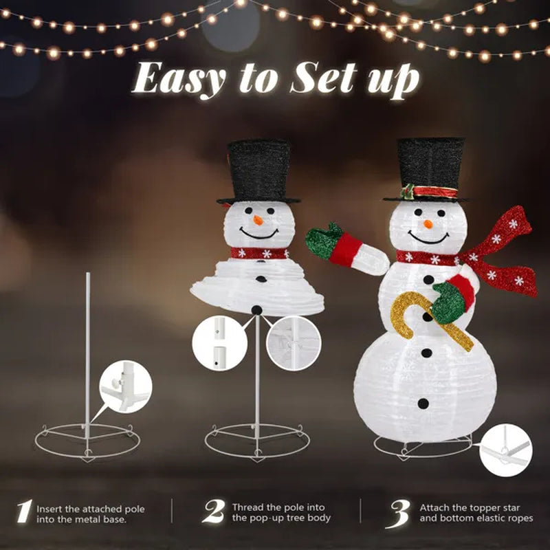 4 Ft Lighted Pop-Up Snowman Yard Decoration with 100 Leds