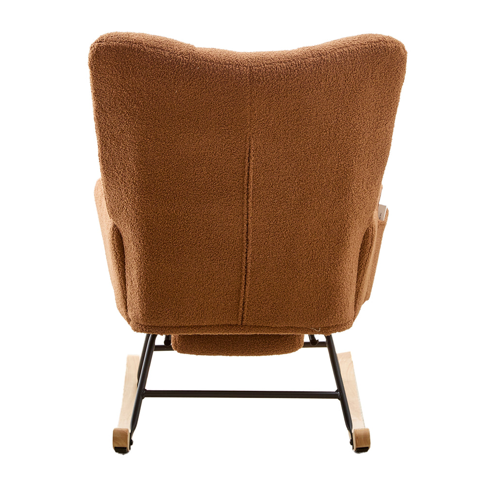 Teddy Fleece Wingback Nursery Glider Rocker with Ottoman Set – image 26