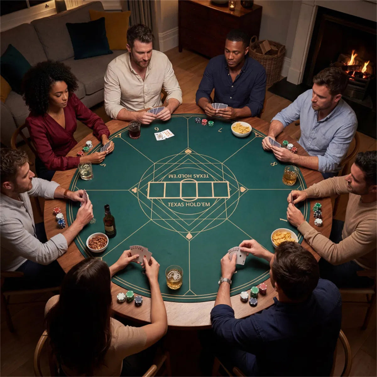 Round Poker Table Top 40 in, Foldable Card Mat with Carry Bag, Green – image 7