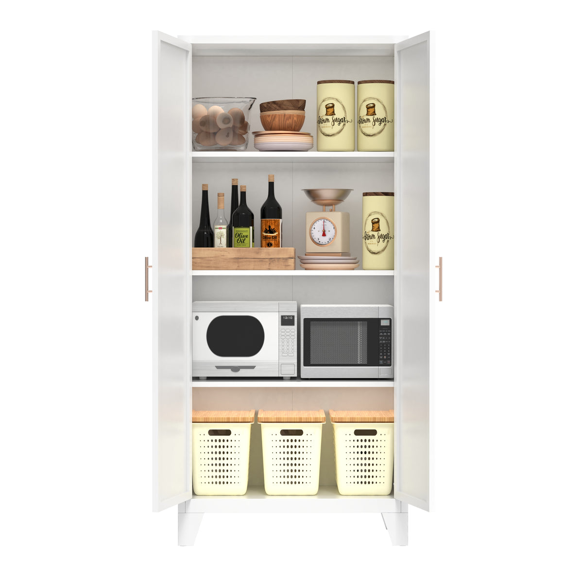 61 in Metal Storage Cabinet with Doors and Adjustable Shelves, White – image 3