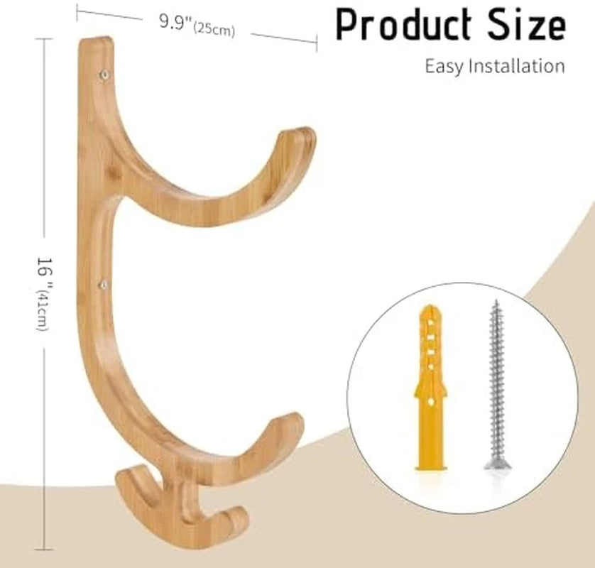 Yoga Mat Holder, Wooden Wall Rack with 4 Hooks – image 2