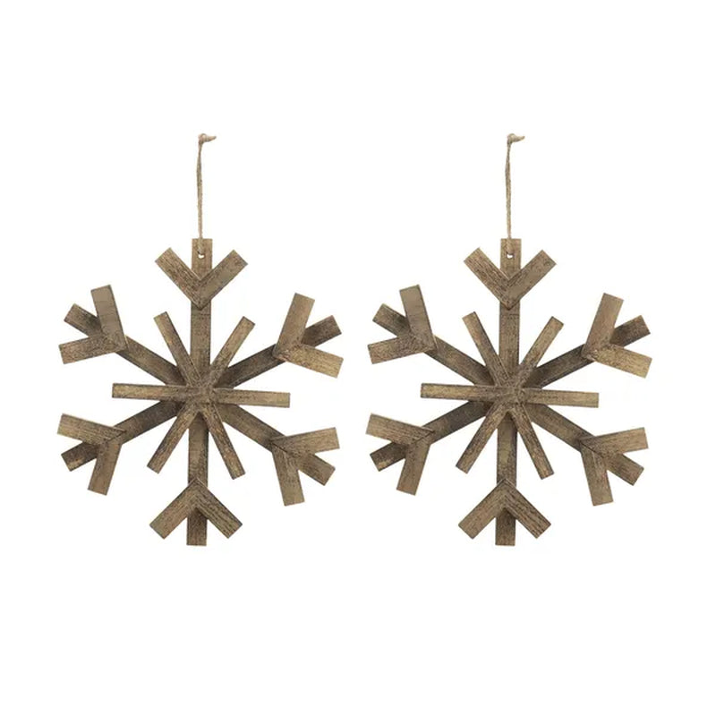 Large Wood Snowflake Ornaments 17.7 In Set of 2 – image 3