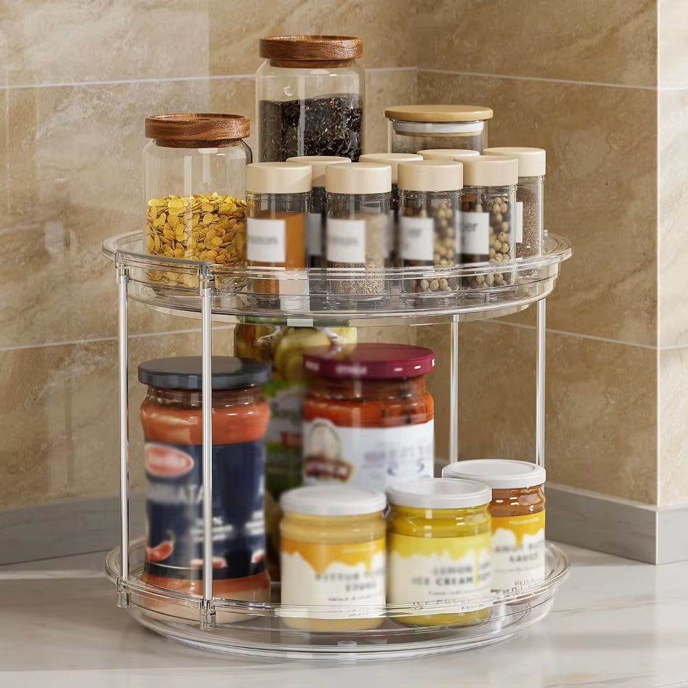 Lazy Susan Turntable Organizer - 2 Tier 9.25in Rotating Rack – image 2