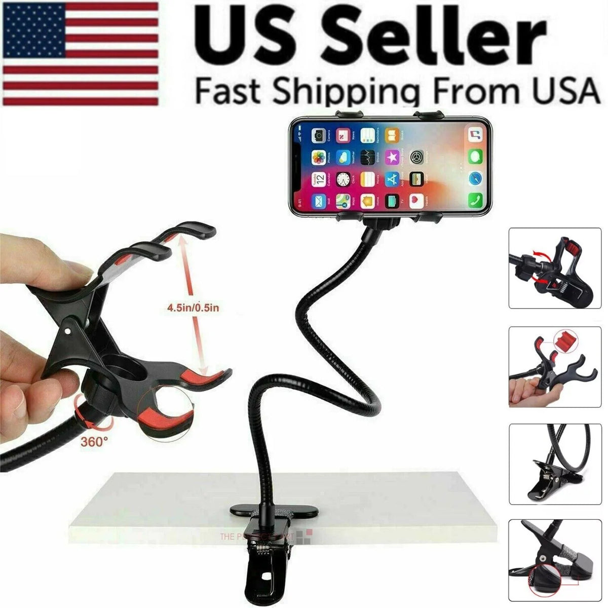 Gooseneck Phone Holder with Desk Clamp, 29.5 in Arm – image 12