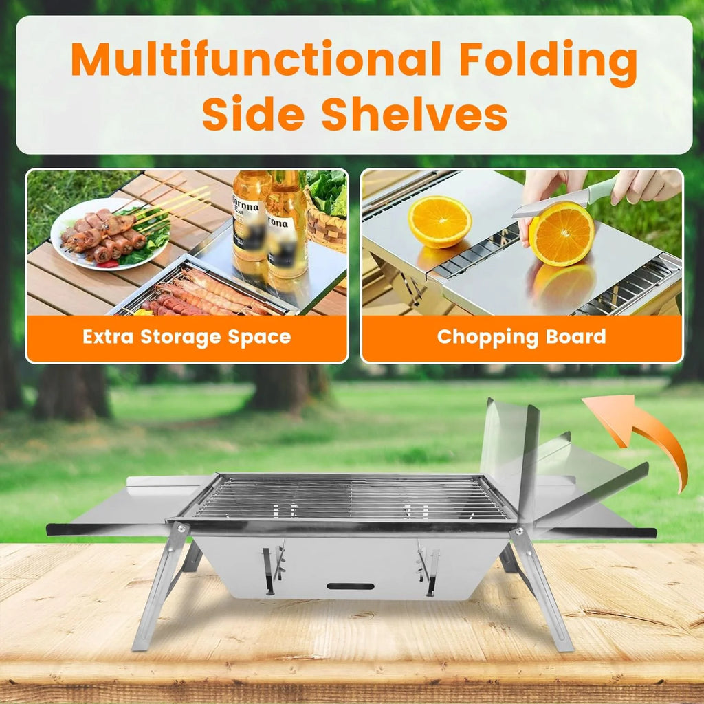 Portable Charcoal Grill and Fire Pit, 3-in-1 Folding Stainless Steel – image 7