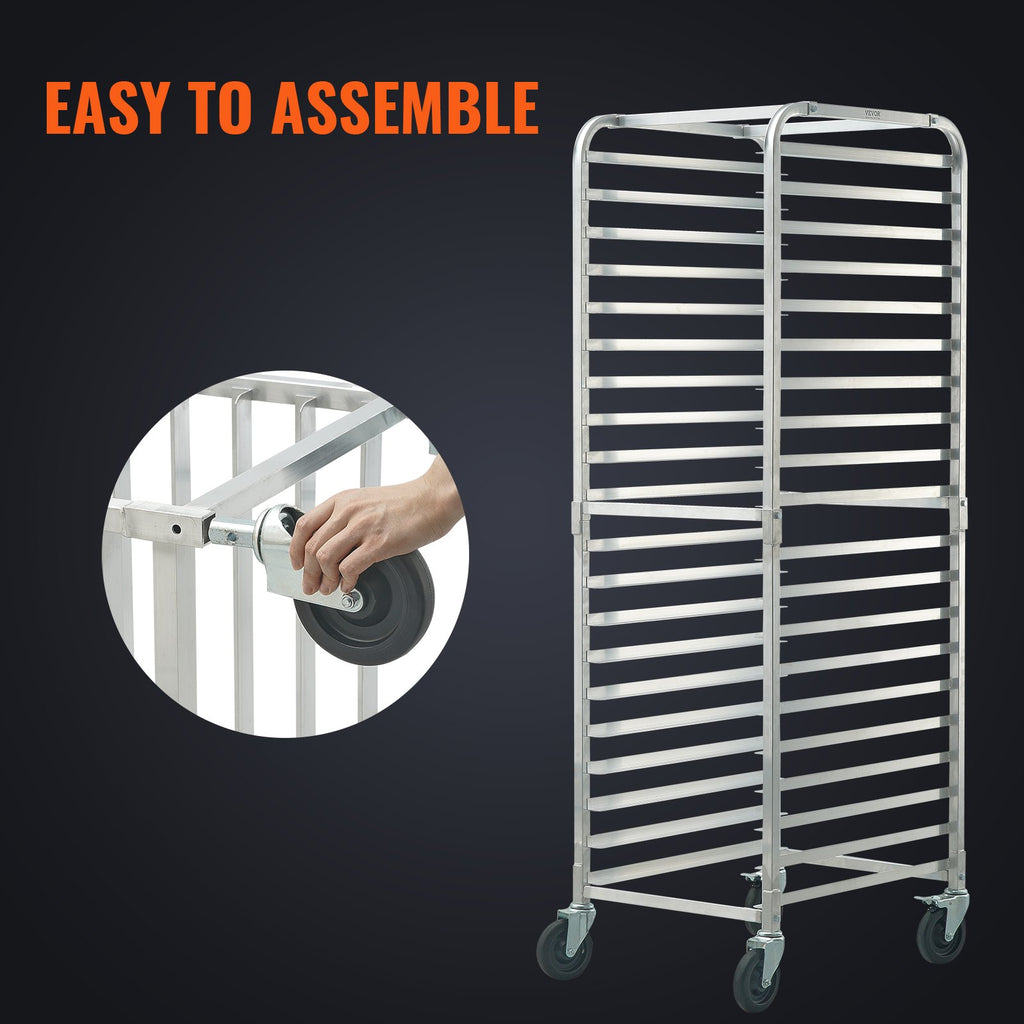 Bun Pan Rack 20-Tier, Aluminum Bakery Speed Rack with Brake Wheels – image 6
