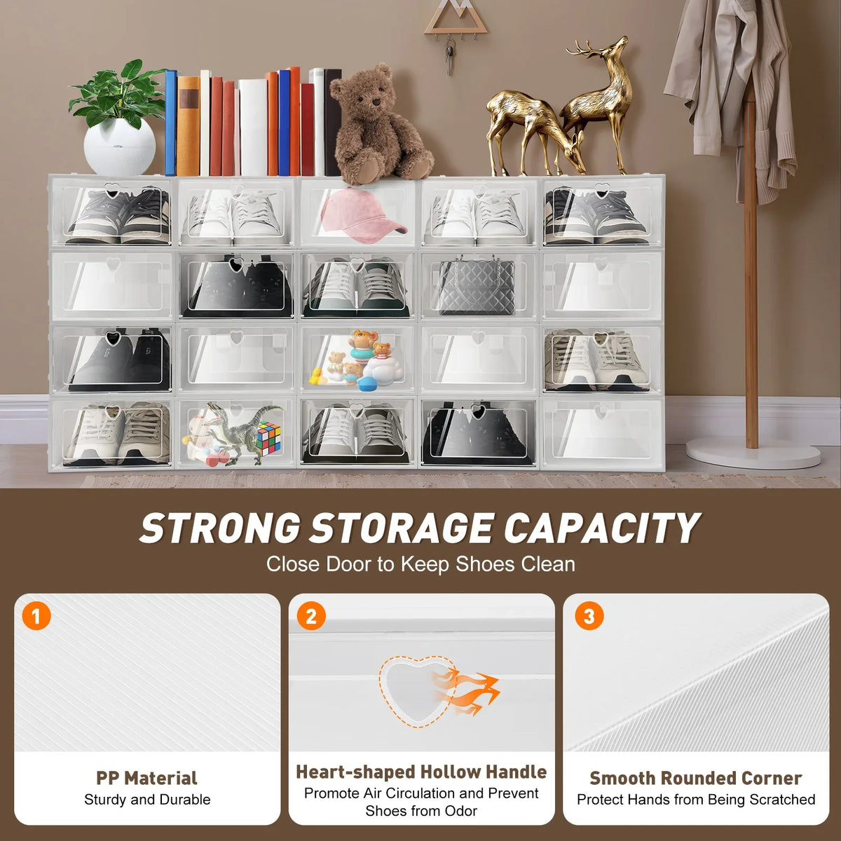 Clear Shoe Storage Boxes 20-Pack - Stackable Foldable Organizers – image 9