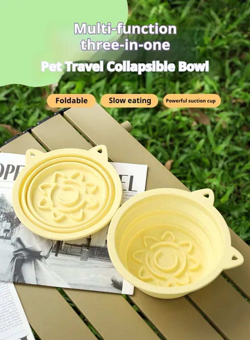 Collapsible Dog Travel Bowl Silicone Slow Feeder with Suction Cups – image 2