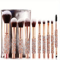 Makeup Brush Set – 10 Piece Crystal Handle with Pouch