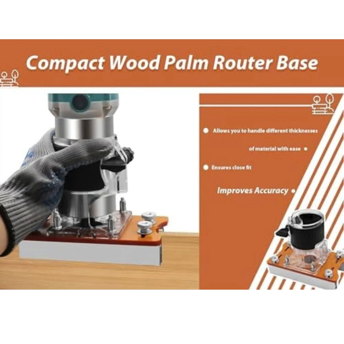 Router Base 2 in 1 Compact Palm Trimmer Base 65mm – image 2