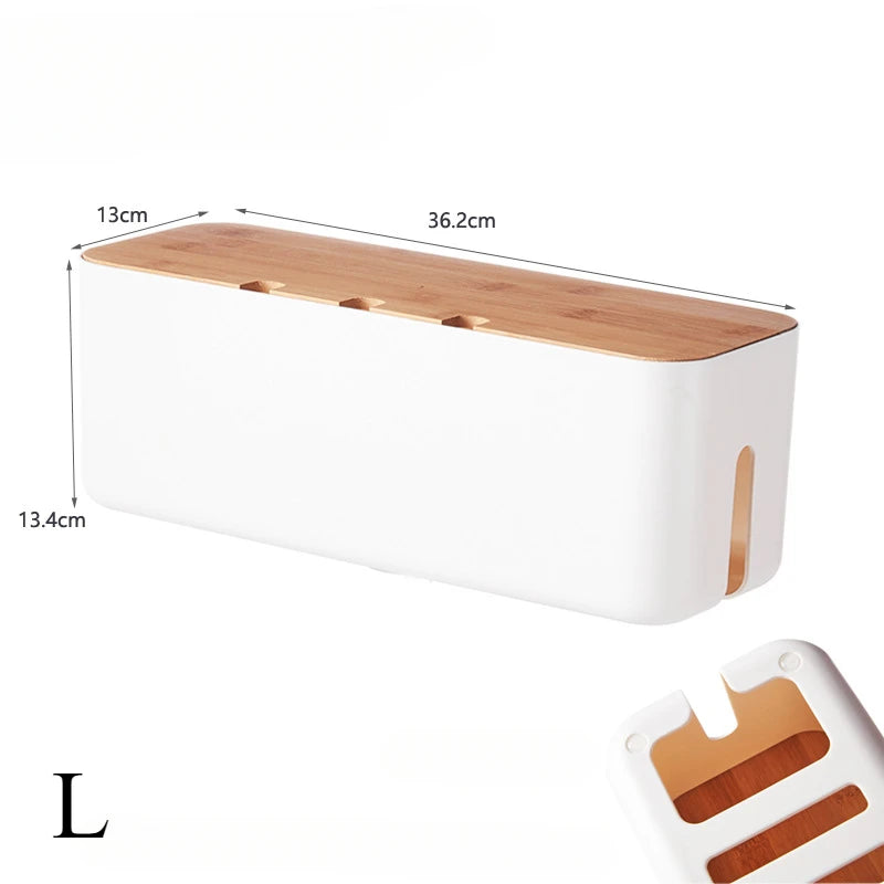 Cable Management Box with Bamboo Lid, Power Strip Hider – image 8